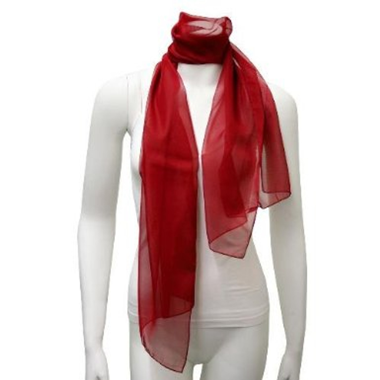 Red Long Sheer Chiffon Scarf 2133